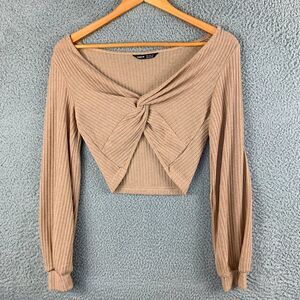SHEIN Twist Front Shrub Womens Small Tan Summer Beach Cover Casual‎ Outdoor Pool